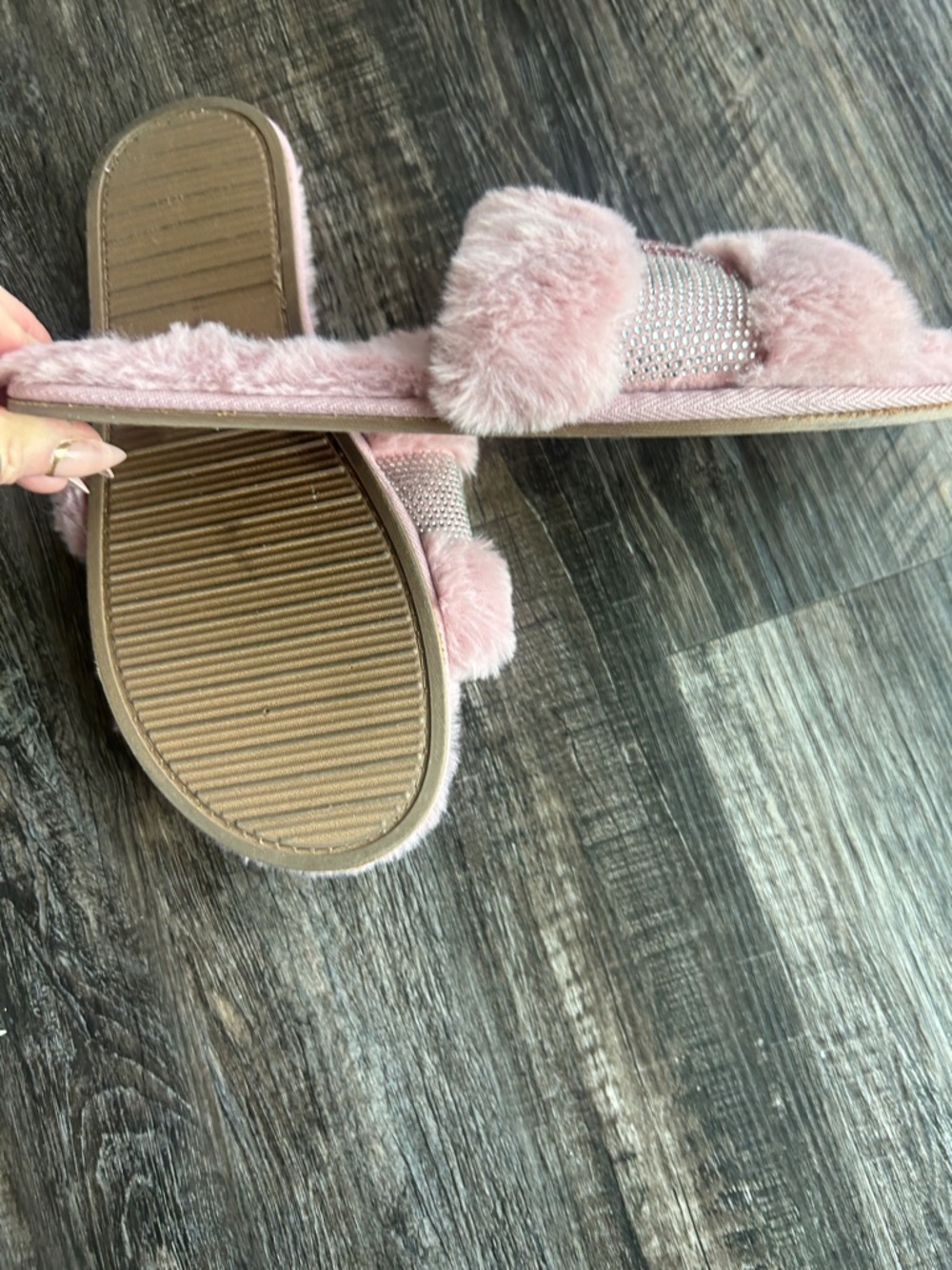 Juicy Couture Blush Pink Fuzzy Logo Slide Sandals - Picture 4 of 4